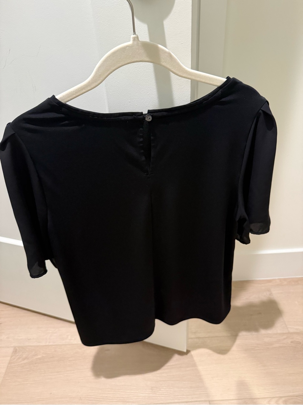Ann Taylor Black Short-Sleeve Boatneck Blouse
